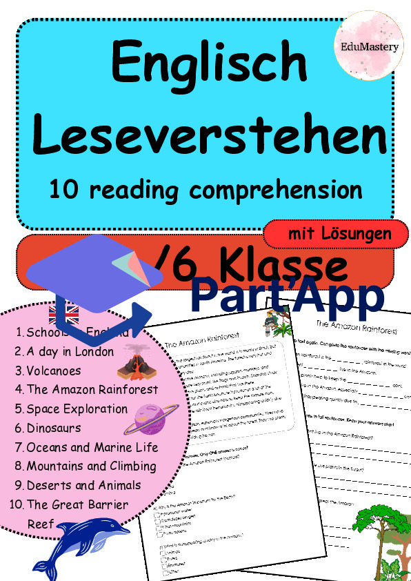 Anglais Compréhension écrite 5e/6e année - 10 textes passionnants de Reading Comprehension avec questions & solutions_2