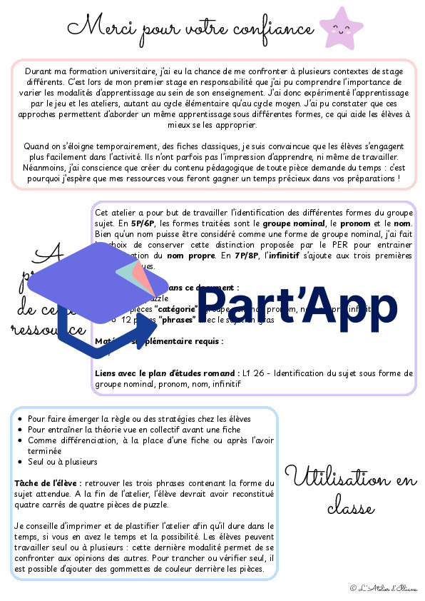 Les formes du groupe sujet : Atelier - Puzzle_3