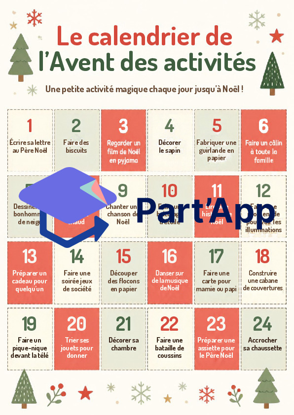 Pack Noël enfants à imprimer en français | Lettre Père Noël, Calendrier de l'Avent, Chasse au trésor, Étiquettes, Diplôme | PDF_3