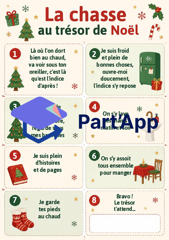 Pack Noël enfants à imprimer en français | Lettre Père Noël, Calendrier de l'Avent, Chasse au trésor, Étiquettes, Diplôme | PDF_4