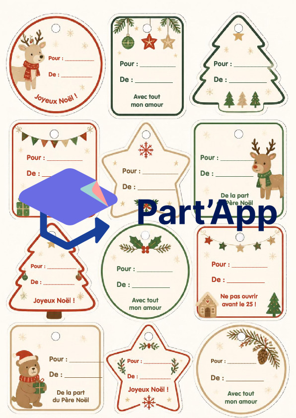 Pack Noël enfants à imprimer en français | Lettre Père Noël, Calendrier de l'Avent, Chasse au trésor, Étiquettes, Diplôme | PDF_6