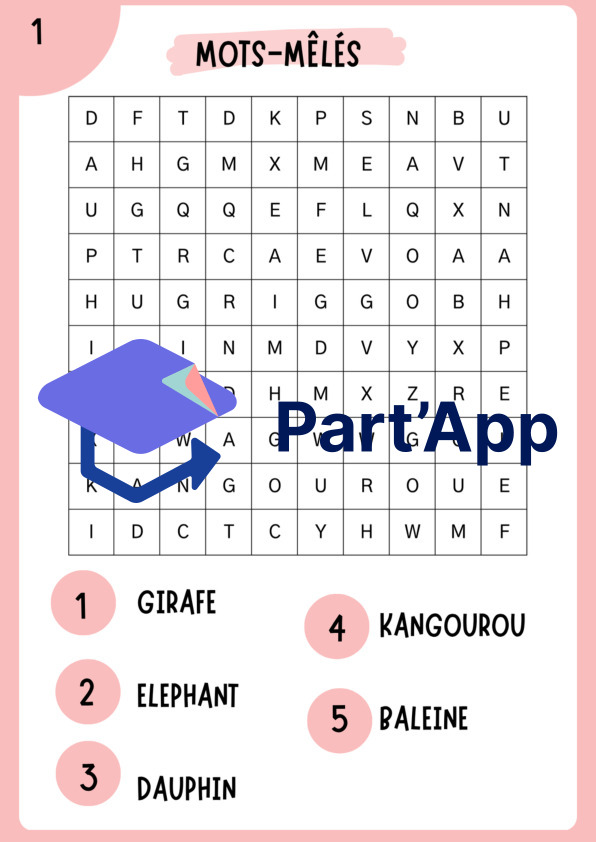 Mots-mêlés thématiques : "Les animaux" (9 grilles + corrigés inclus - Cycle 1 / 3H-4H)_3