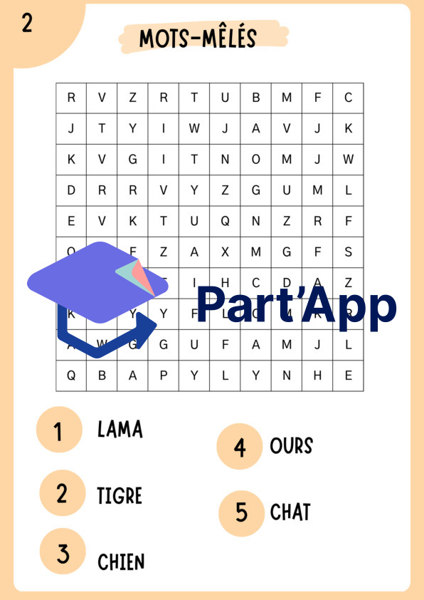 Mots-mêlés thématiques : "Les animaux" (9 grilles + corrigés inclus - Cycle 1 / 3H-4H)_4