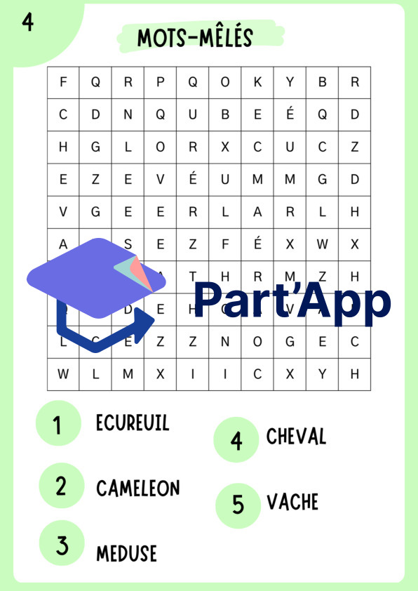 Mots-mêlés thématiques : "Les animaux" (9 grilles + corrigés inclus - Cycle 1 / 3H-4H)_6
