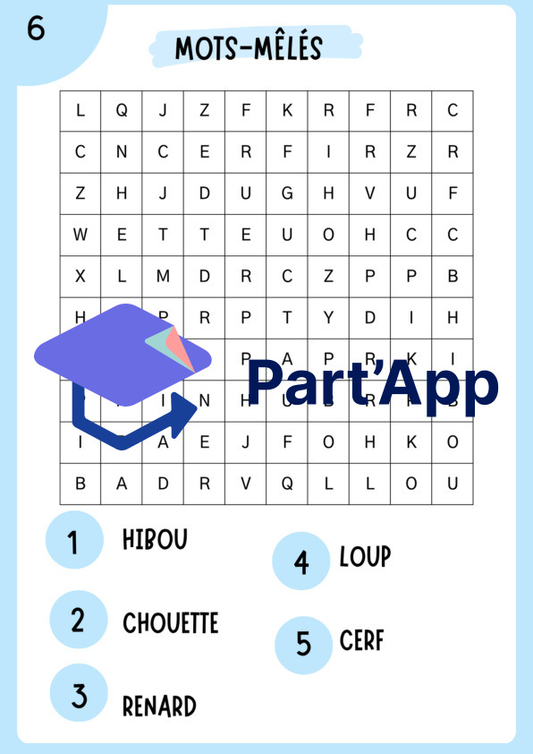 Mots-mêlés thématiques : "Les animaux" (9 grilles + corrigés inclus - Cycle 1 / 3H-4H)_8