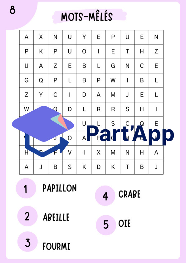 Mots-mêlés thématiques : "Les animaux" (9 grilles + corrigés inclus - Cycle 1 / 3H-4H)_10