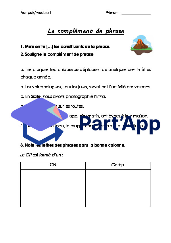 Le complément de phrase / module 1 6P_2