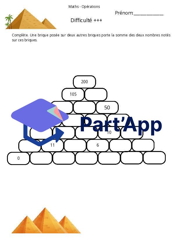 Part'App | Opérations - Pyramides - Mathématiques
