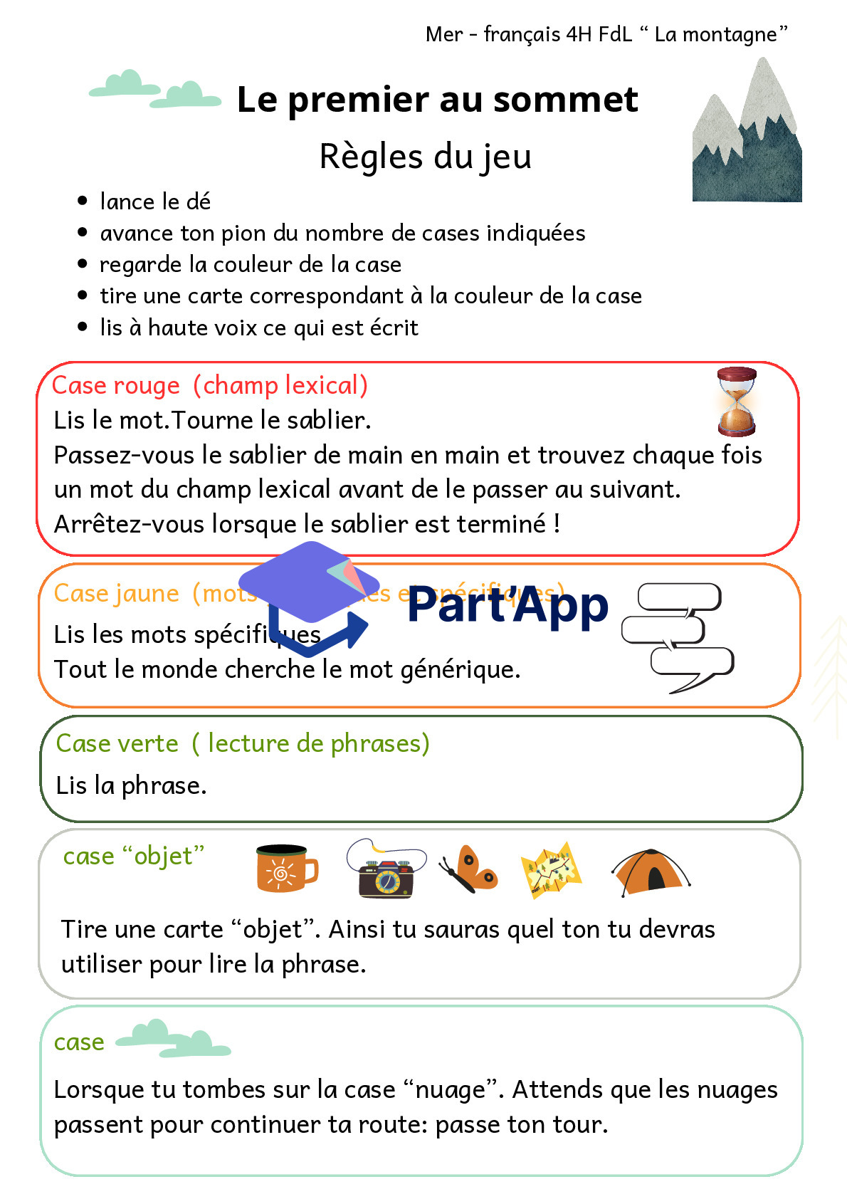 jeu de plateau : 4e FdL "Montagne"  voc.- lecture_2