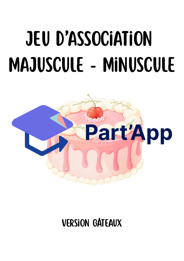 JEU ALPHABET : Association MAJUSCULES MINUSCULES – Version Gâteaux Gourmands_2