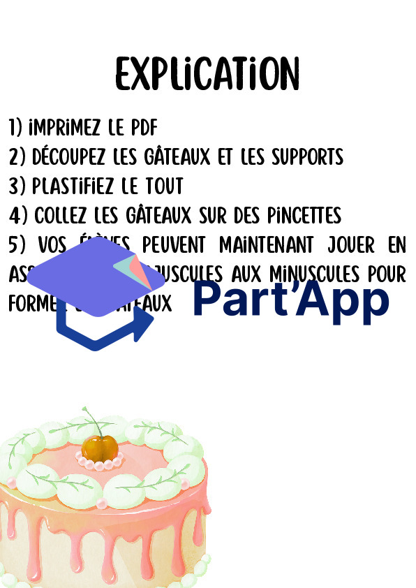 JEU ALPHABET : Association MAJUSCULES MINUSCULES – Version Gâteaux Gourmands_3
