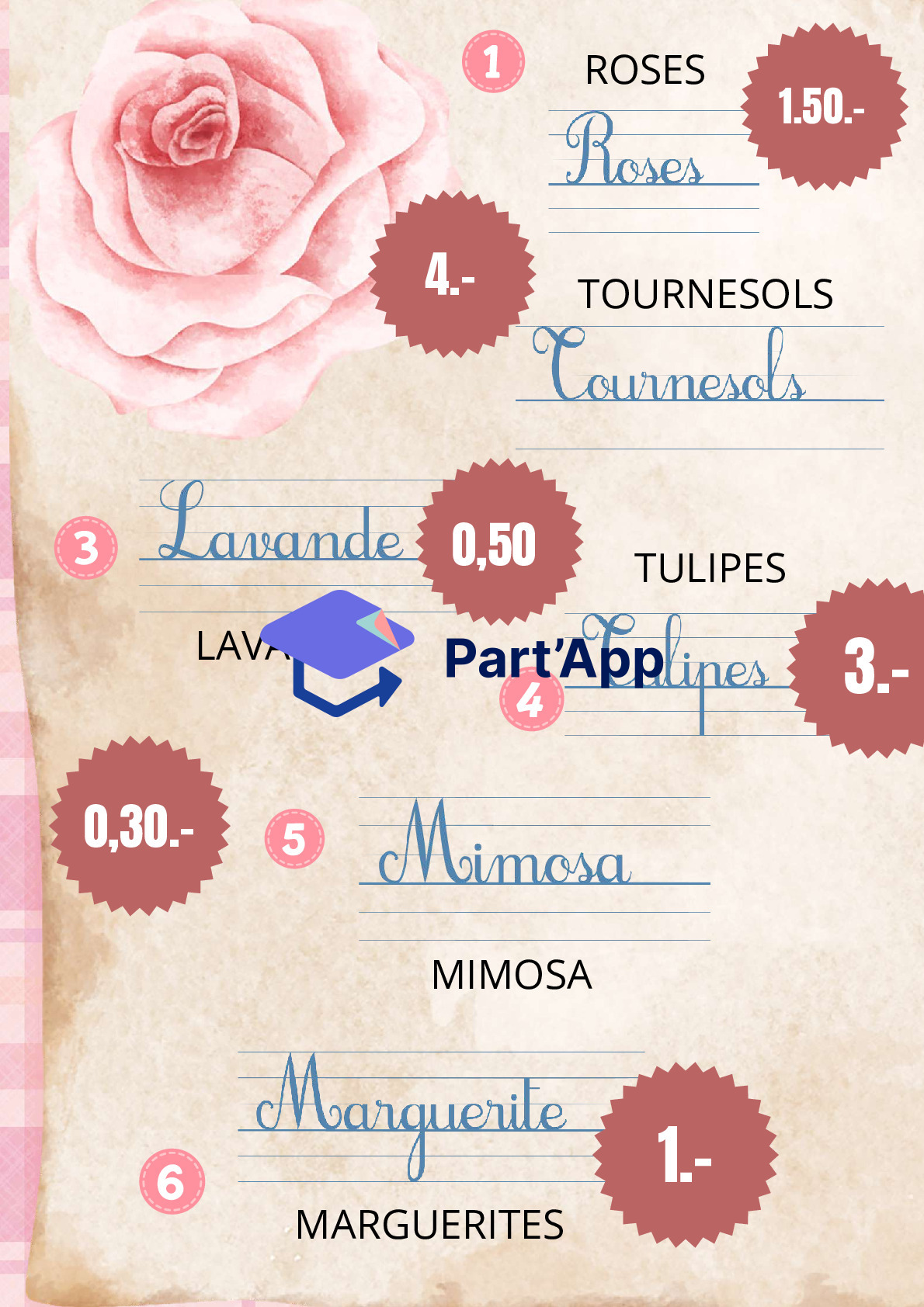 Liste de prix et fleurs, jeux symboliques, fleuriste 🌵🌷🌼_6