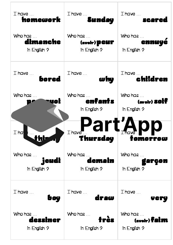 Anglais 7e - Unit 3 - I have ... Who has ... ?_3