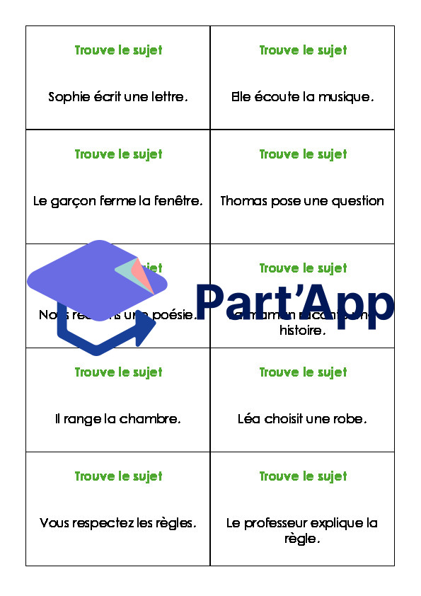 Jeu grammaire : sujet, verbe, prédicat, infinitif, thème carnaval_7