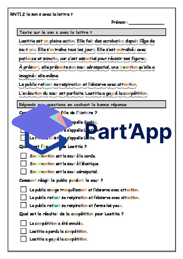 Introduction Le son s avec la lettre t Décodage - Encodage temps 6_3