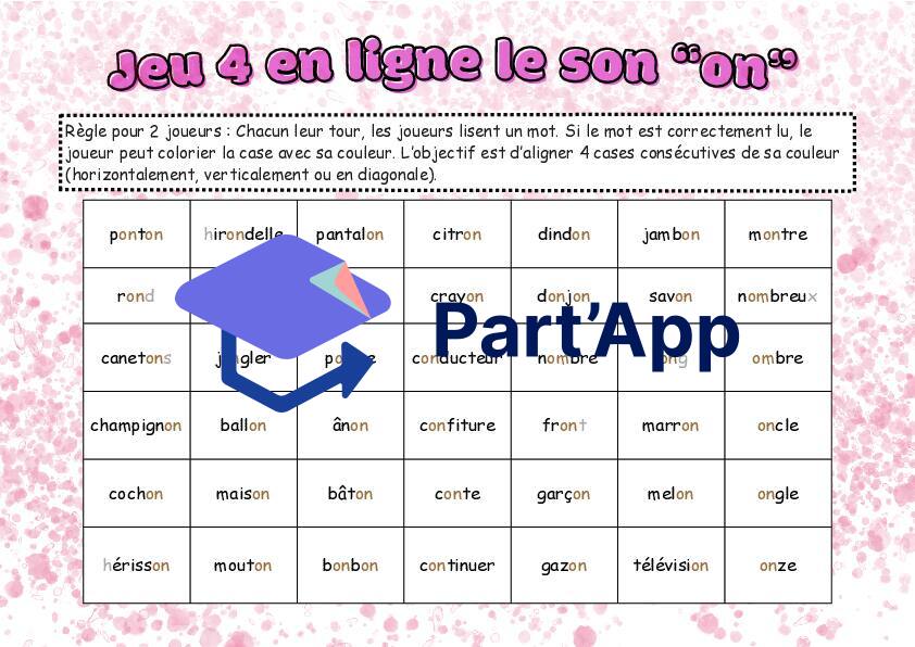 Jeu 4 en ligne:  le son on (temps 3) 2 niveaux de lecture_13
