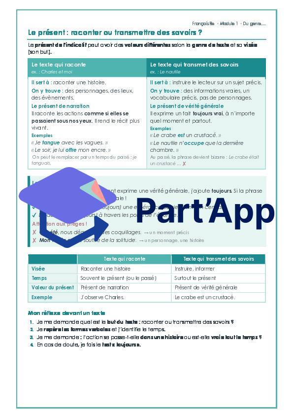 Français - Module 1 - conjugaison -  l'emploi / la valeur du présent_2