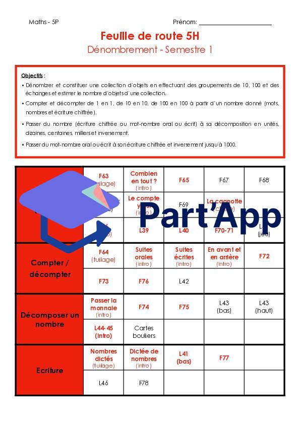 Plan de maths ESPER 5H numération semestre 1_2