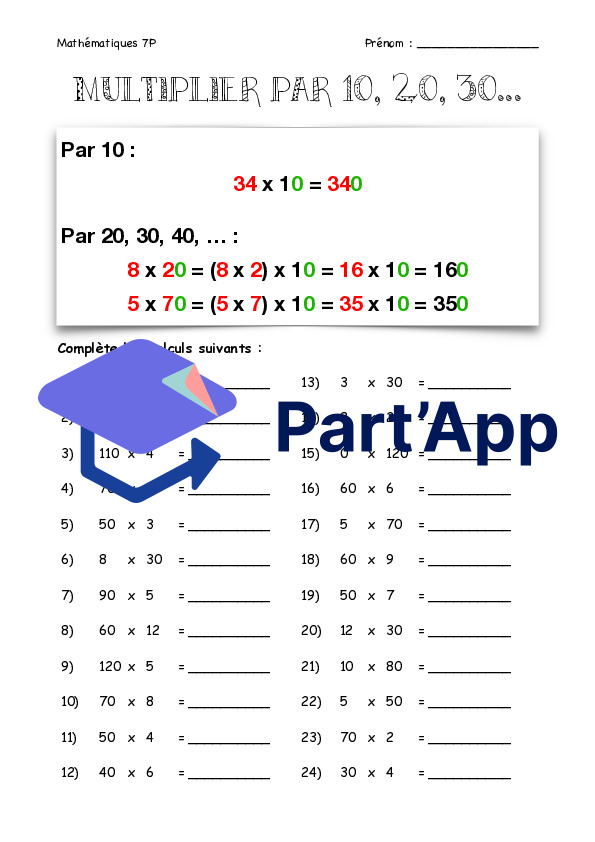 Calcul mental - Multiplications_40
