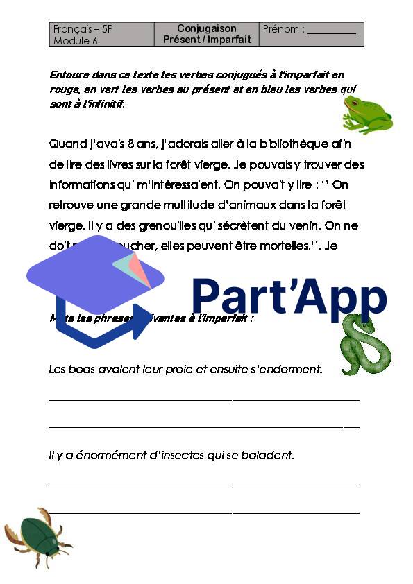 Français 5P - Module 6 - Conjugaison - Présent - imparfait_2