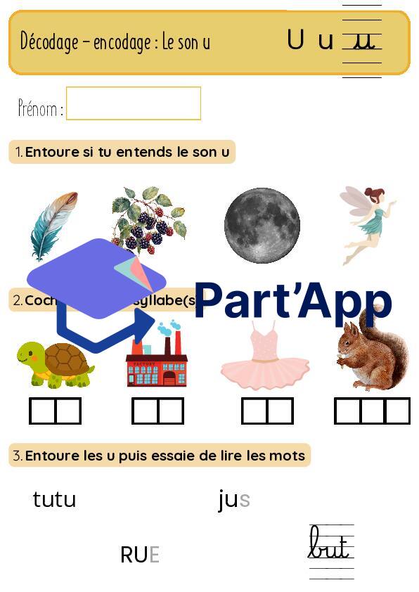 Fiche de révision - son u - Temps 1_2