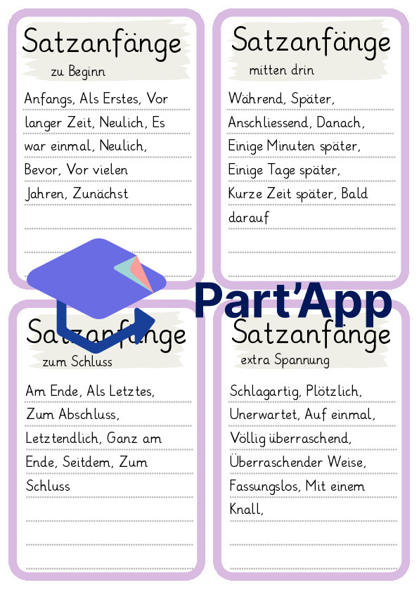 Fächer bessere Geschichten schreiben: Wortfelder & Satzanfänge_2