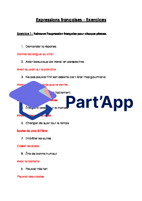 Français 7H-8H - Expressions françaises (fiche d'exercices + corrigé)_4