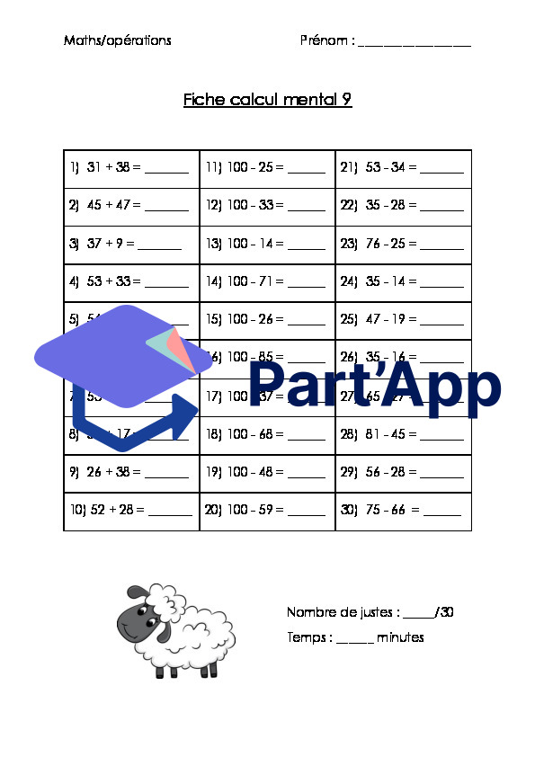 Calcul réfléchi 1 à 10_10