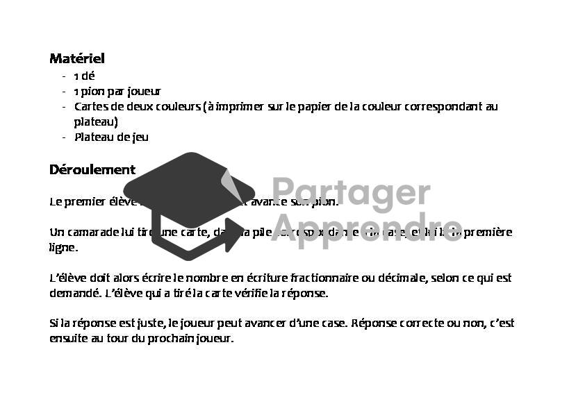 Ecriture fractionnaire et décimale : jeu de l'oie_5