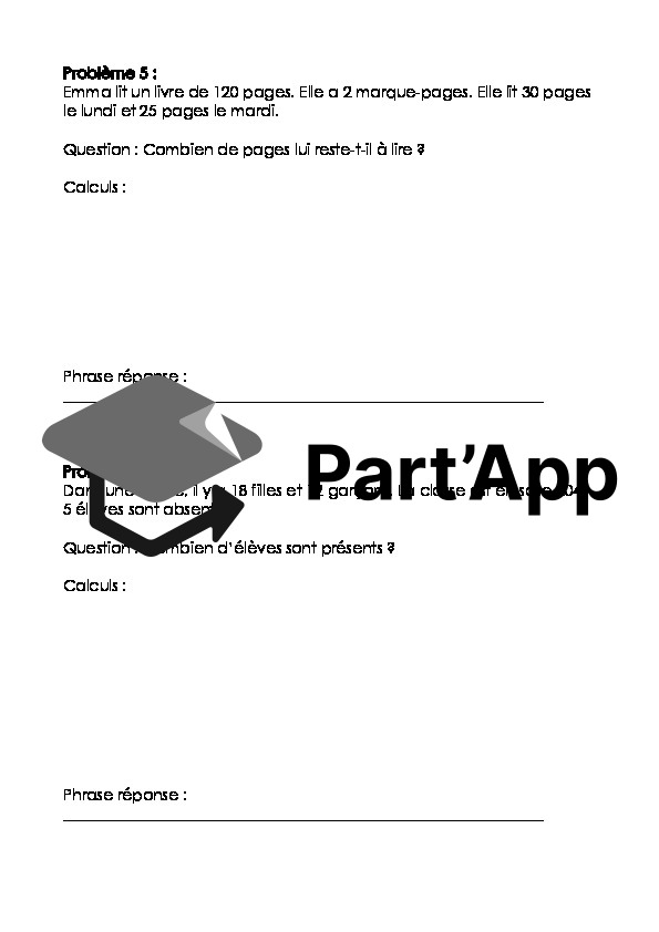 Problèmes de math 5P, additions et soustractions_5