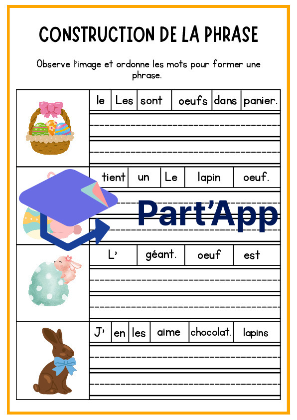 Remettre les mots dans l'ordre - Pâques_2