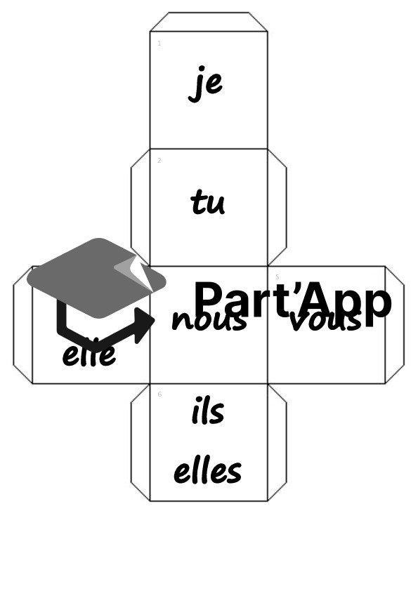 un dé à imprimer et plier pour jouer à l'imparfait_2