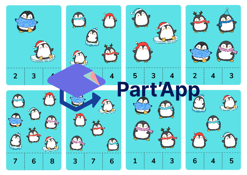 Maths dénombrement cartes à pince 1 à 9 hiver_2