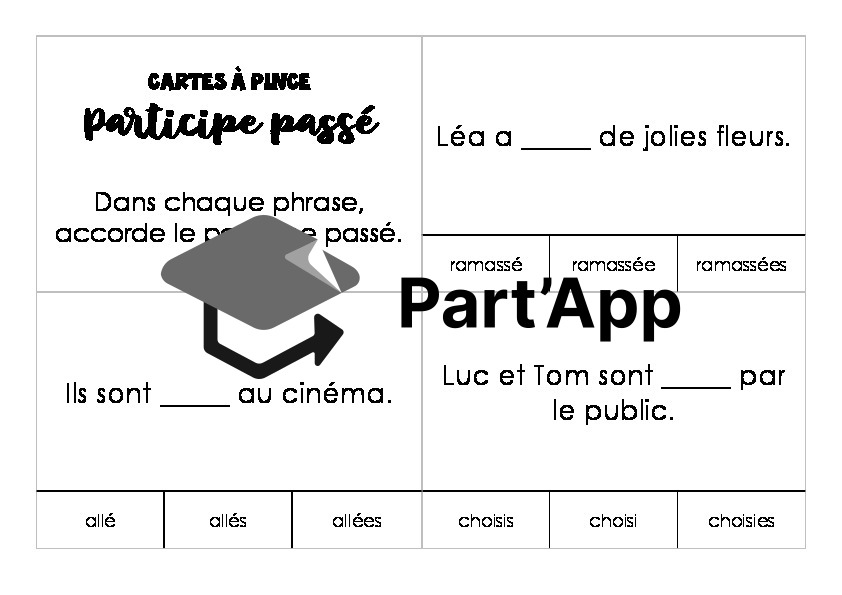 Cartes à pince sur les participes passés_2