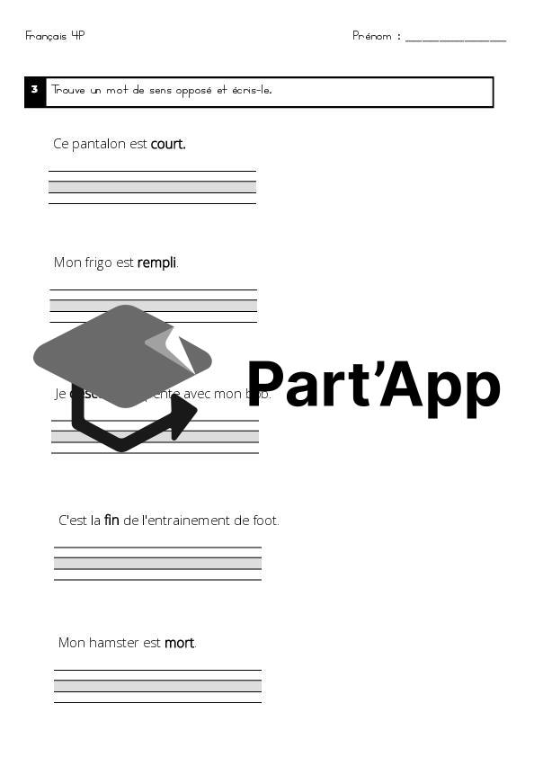 Evaluation : mots de sens opposé 4P_3