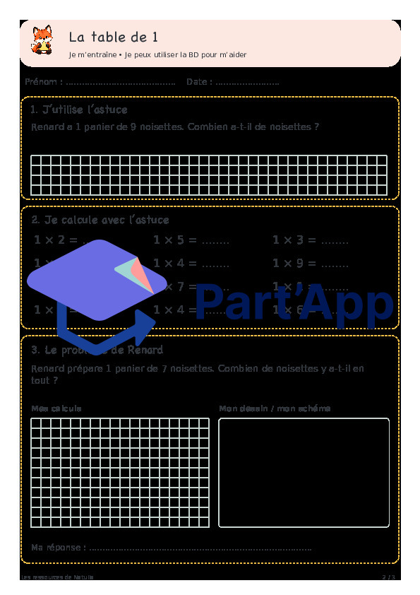 🦊 Les astuces des renards — 3. Table de 1 : prendre une seule fois | 1 CHF 🦊_9