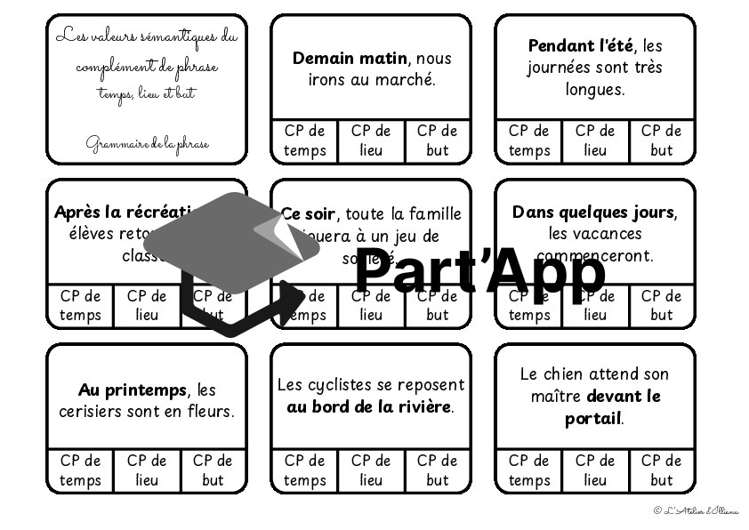 Cartes à pinces : Valeurs du complément de phrases (temps, lieu et but) - bords arrondis_6