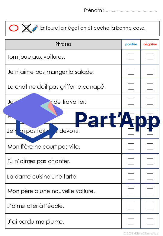 Fiches différencier forme d'une phrase positive ou négative 3P 5-6P_2