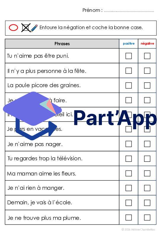 Fiches différencier forme d'une phrase positive ou négative 3P 5-6P_3