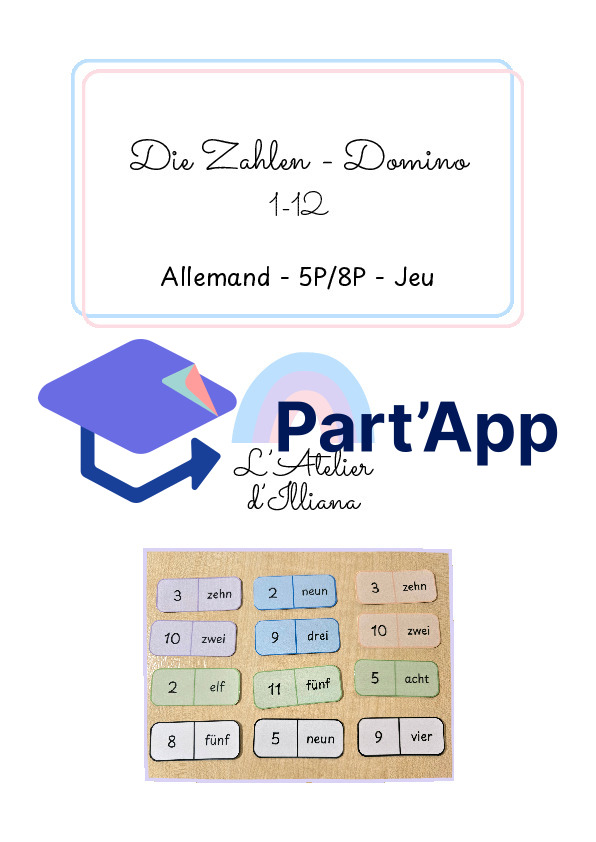 Die Zahlen (1-12) : Domino - Bords arrondis_2