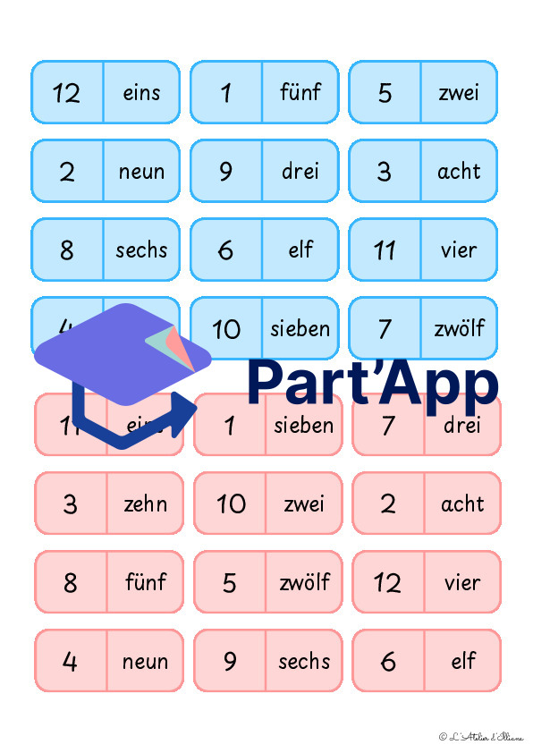 Die Zahlen (1-12) : Domino - Bords arrondis_4