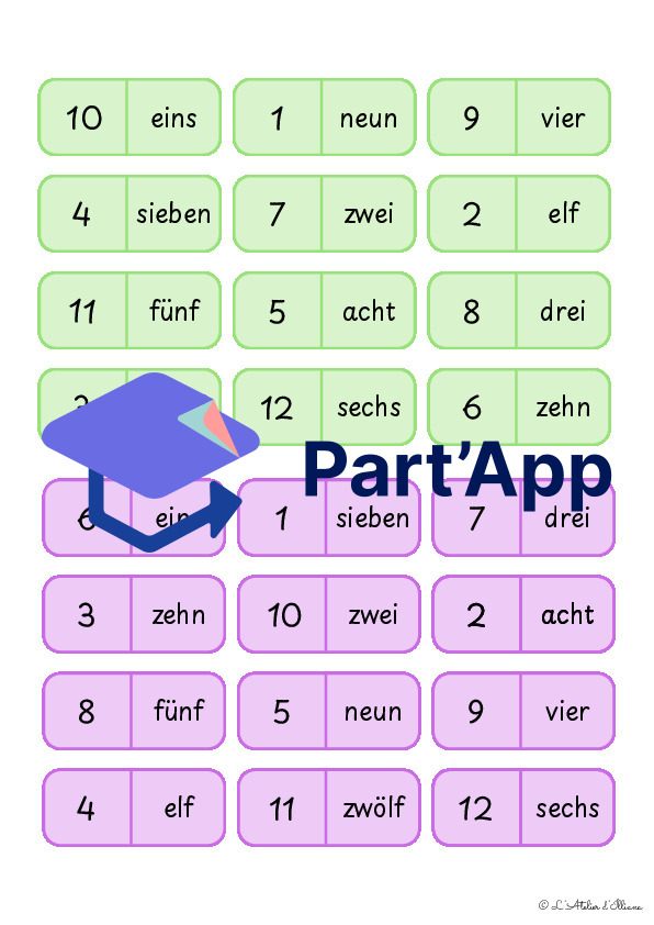 Die Zahlen (1-12) : Domino - Bords arrondis_5