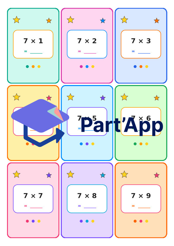 Fiches de révision sur la multiplication de 1 à 9_9