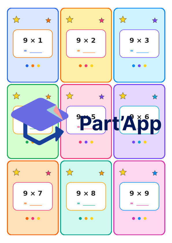 Fiches de révision sur la multiplication de 1 à 9_11