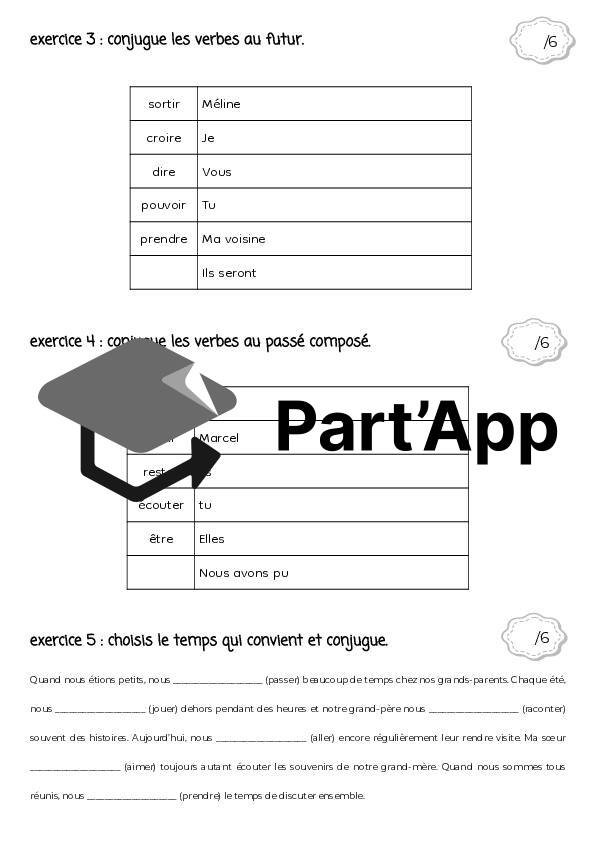 évaluation conjugaison révision de 6P_3