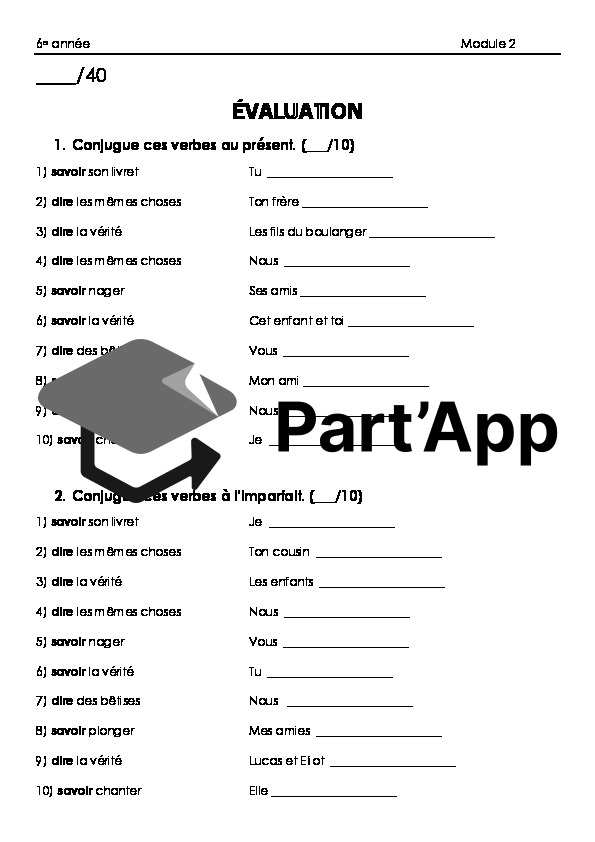 Evaluation de français 6e année (Module 2 partie conj + gram + ortho)_2