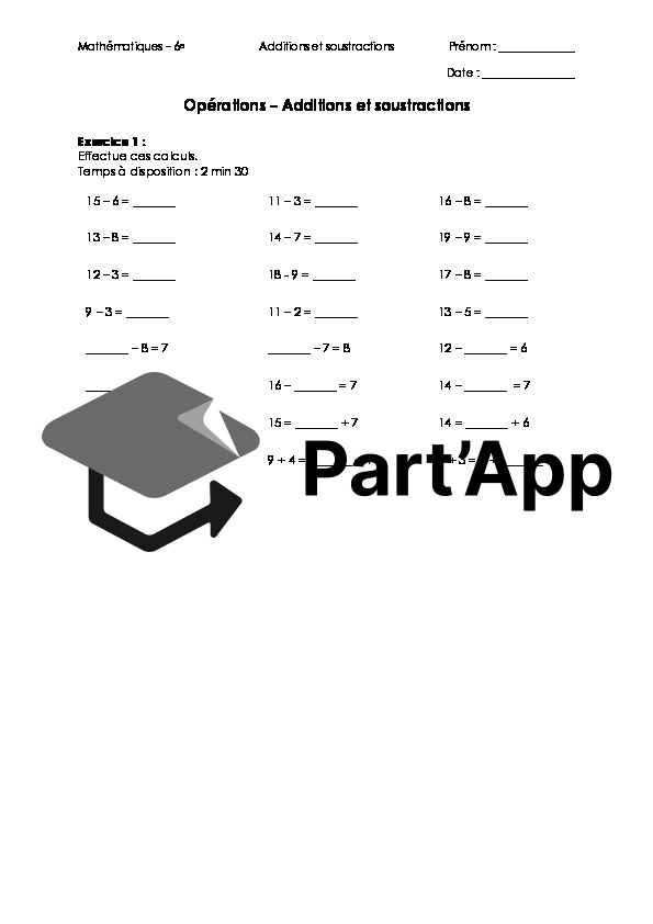 Eval formative MATHS 6e - Opérations additions et soustractions AV1+AV2_2