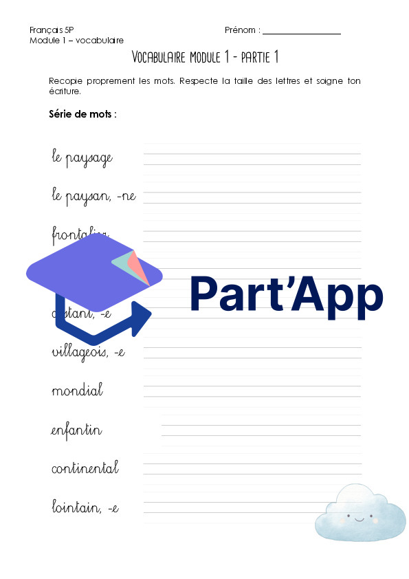 Module 1 - 5P : vocabulaire -> dossier dictée_4