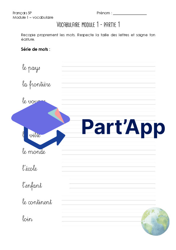 Module 1 - 5P : vocabulaire -> dossier dictée_7