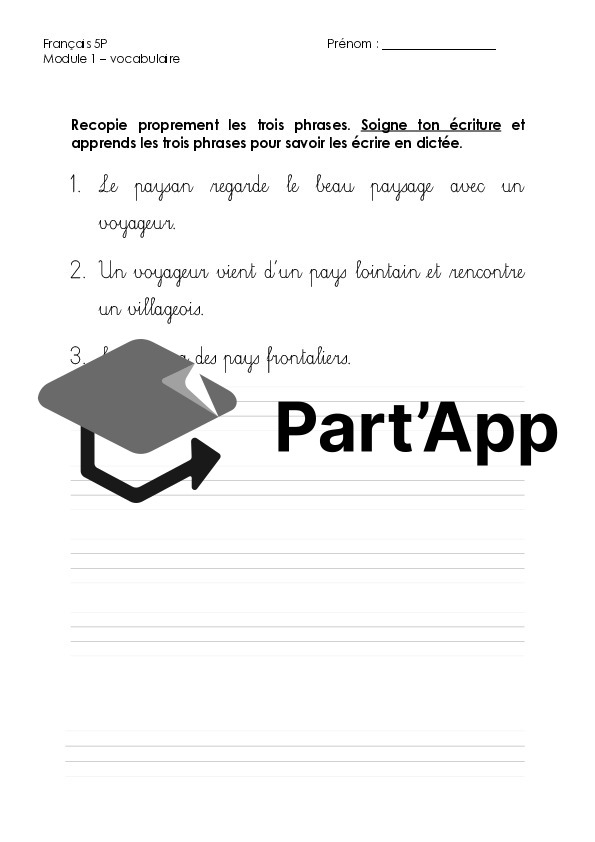 Module 1 - 5P : vocabulaire -> dossier dictée_2